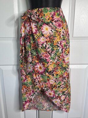 H&M Floral Wrap Midi Skirt Lyocell Lightweight Boho XS